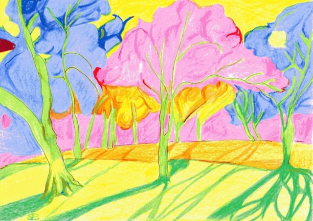 "Arbres Withrow Parc" - crayons de couleurs - Sarah Pierre-Louis