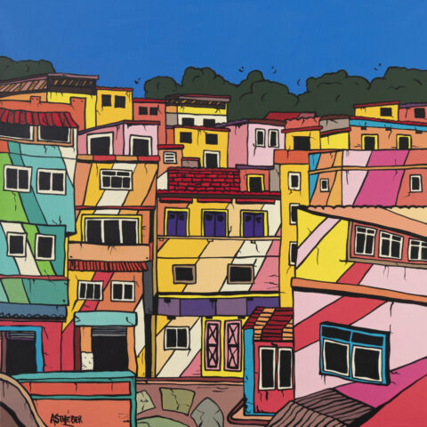 FAVELAS SANTA PARTA A RIO DE JANEIRO 80X80 2026 ACRYLIQUE SUR TOILE